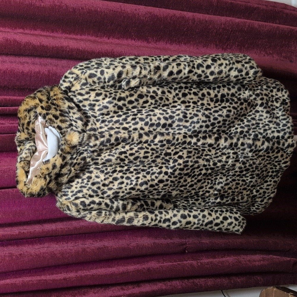Crewcuts J Crew Leopard Coat Faux Fur Size 12 XL